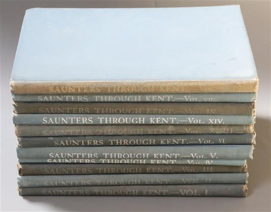 Igglesden, Charles - A Saunter Through Kent, vols 1-8, 9, 14 and 18, quarto, blue cloth,